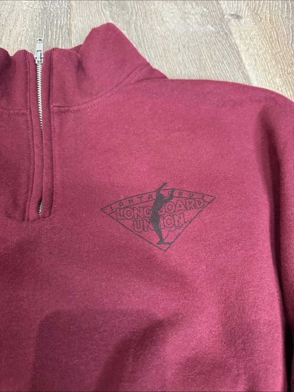 Men's Zip-Up Pullover Sweatshirt in Burgundy 0764